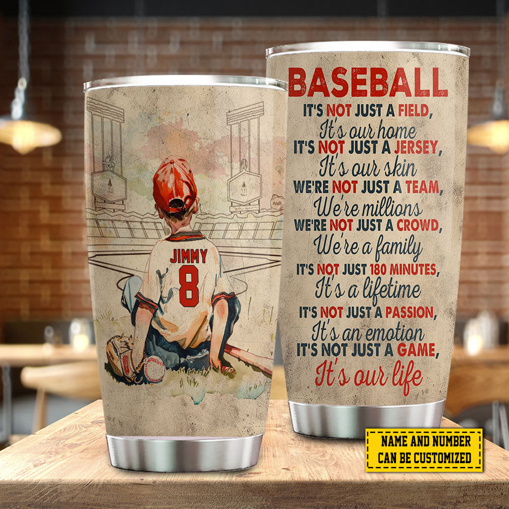 Personalized Baseball Boy Baseball It's Our Life Stainless Steel Gift For Baseball Lovers Baseball Boy Players Tumbler 20oz - TU05 4
