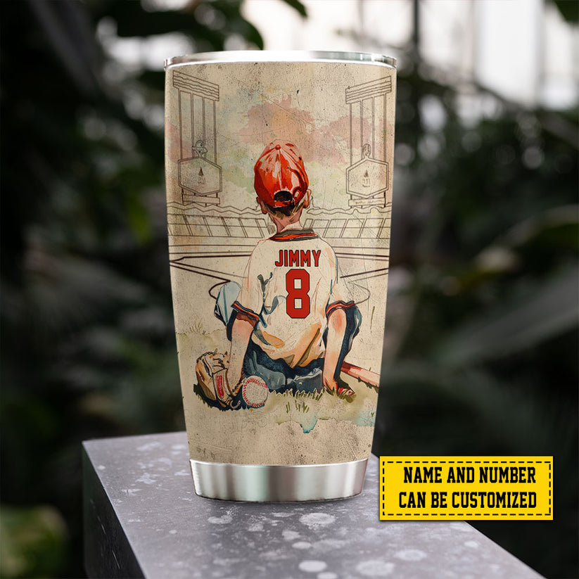 Personalized Baseball Boy Baseball It's Our Life Stainless Steel Gift For Baseball Lovers Baseball Boy Players Tumbler 20oz - TU05 3