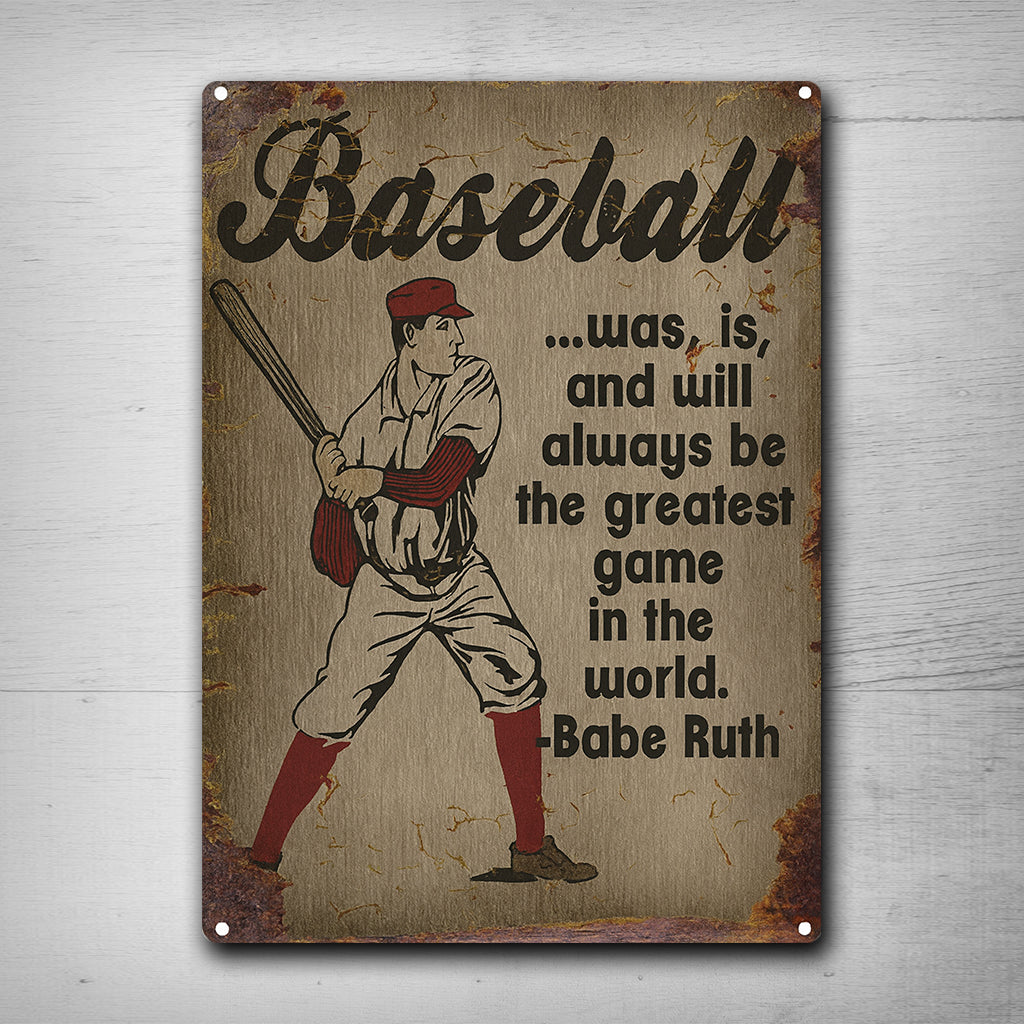 Baseball Was Is and Will Always Be the Greatest Game in the World Retro Vintage Wall Decor for Bar Garage Boys Room Metal Sign