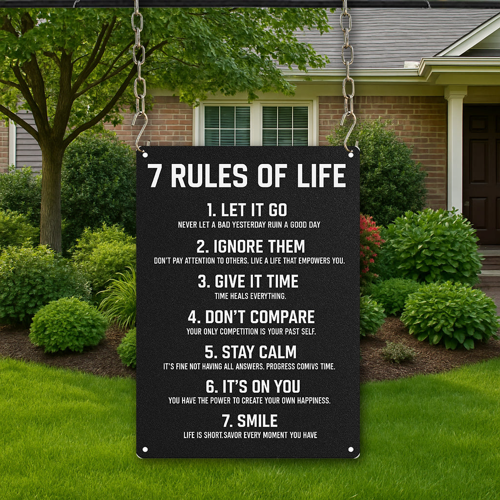Inspirational Motivational Wall Decor for Teen Bedroom Office Girls Boys 7 Rules of Life Metal Sign 8