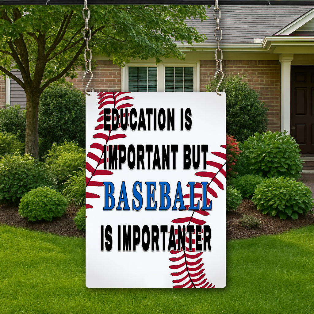 Funny Baseball Player Metal Sign Wall Decor Man Cave Bar Education is Important 6