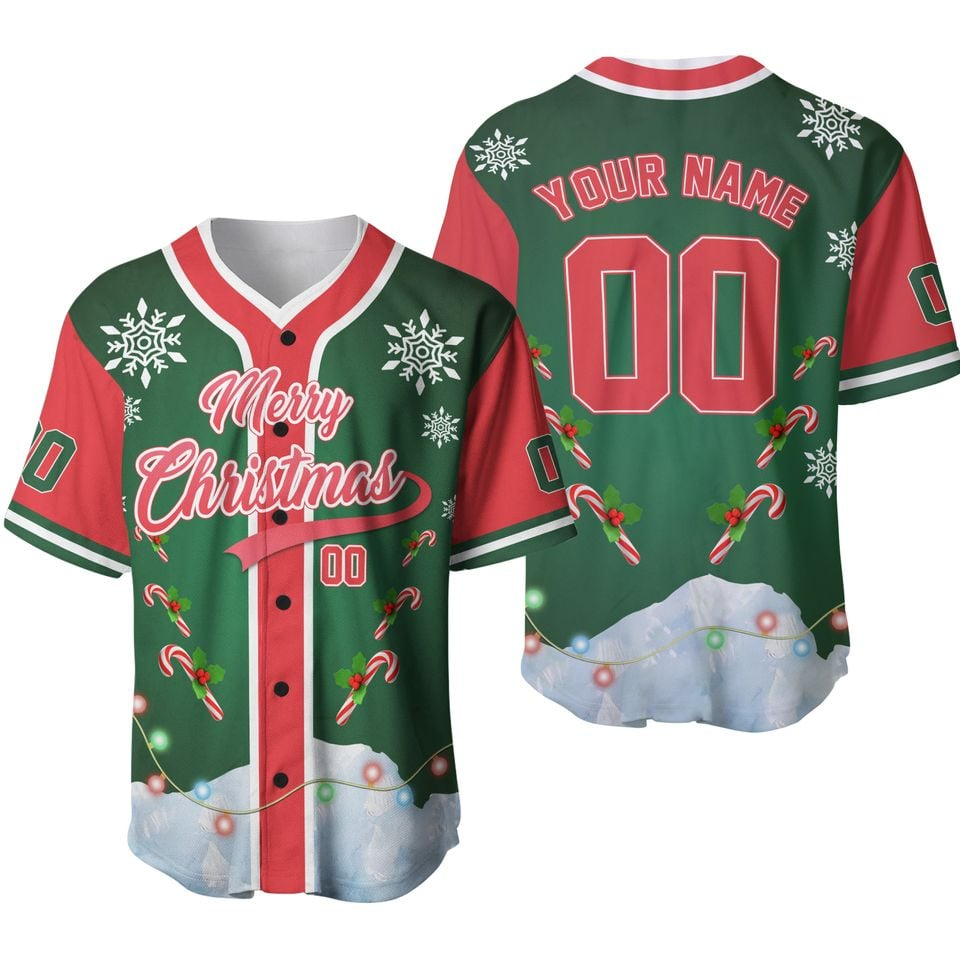 Personalized Christmas Baseball Jersey, Custom Baseball Jersey - JS86