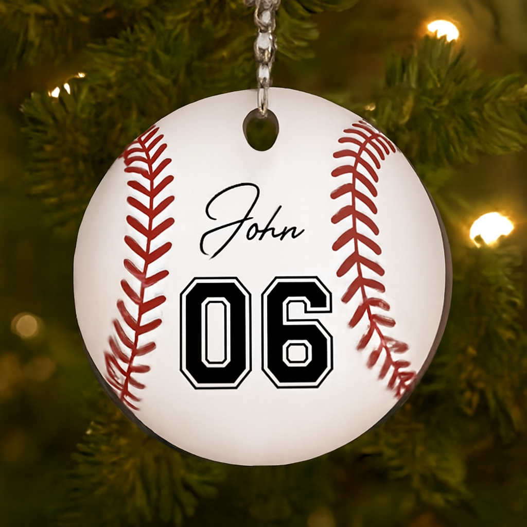 Personalized Baseball Playing Acrylic Ornament Gift For Baseball Lovers