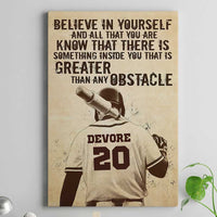 Believe In Yourself & all that you are Baseball custom name & number Canvas Prints