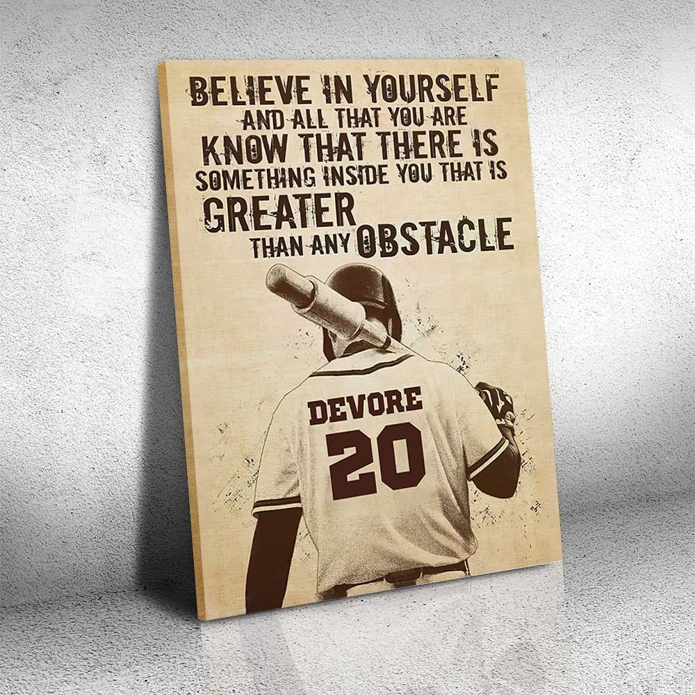 Believe In Yourself & all that you are Baseball custom name & number Canvas Prints 4