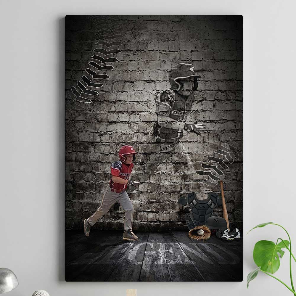 Personalized Baseball Legend Canvas Print Wall Art Custom Photo