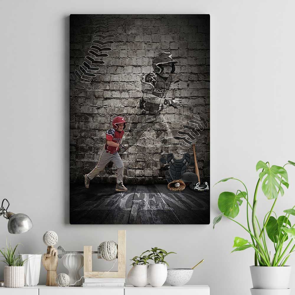Personalized Baseball Legend Canvas Print Wall Art Custom Photo 3
