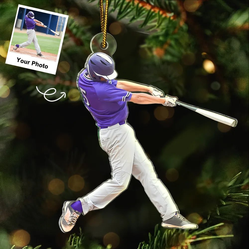 Custom Photo Baseball Players Personalized Acrylic Ornament - OR69