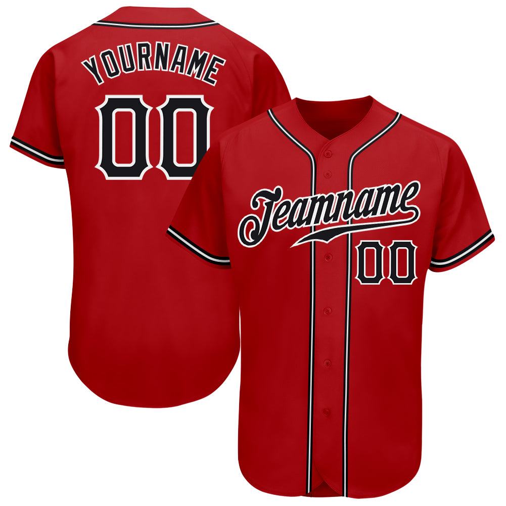 Custom Red Black-White Baseball Jersey