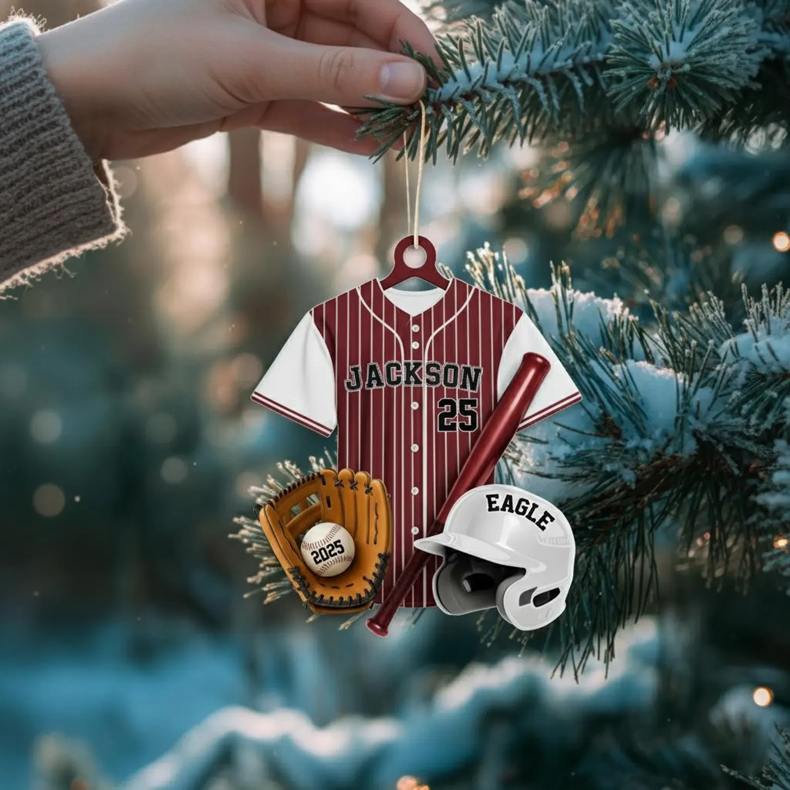 Personalized Baseball Christmas Custom Name Acrylic Ornament - OR26 3