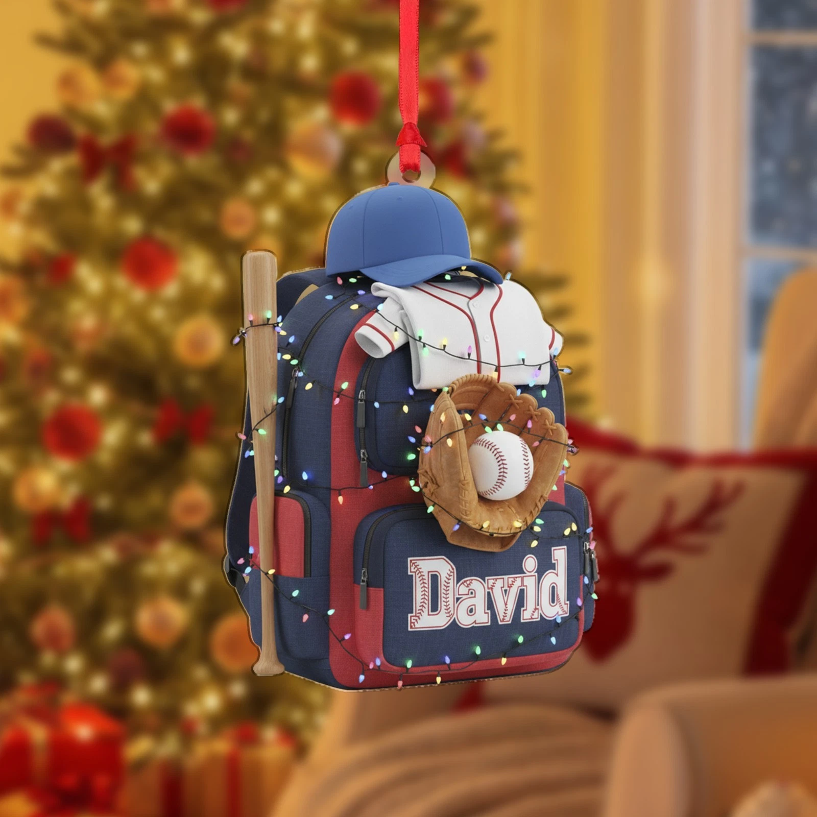 Personalized Baseball Backpack Custom Name Xmas Tree Decor Acrylic Ornament - OR27 3