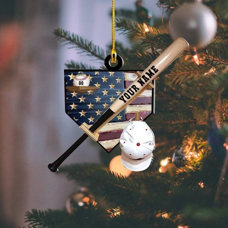 Custom Baseball Player Glove Custom Name Acrylic Ornament - OR28