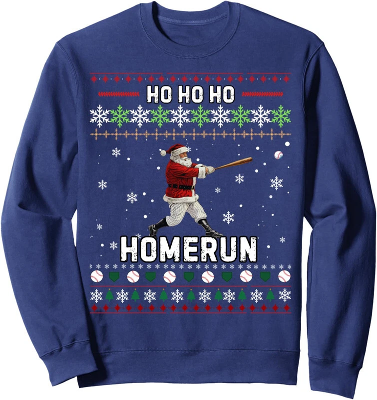 Ho Ho Ho Homerun Baseball Vintage Christmas Unisex Crewneck Sweatshirt - SS22