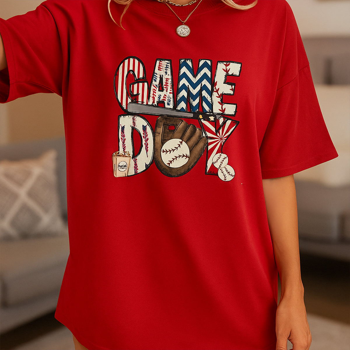 Baseball Game Day Shirts for Women Baseball Letter Graphic Tee Shirts Short Sleeve Crew Neck Casual Summer Graphic T-Shirt - TS04 4