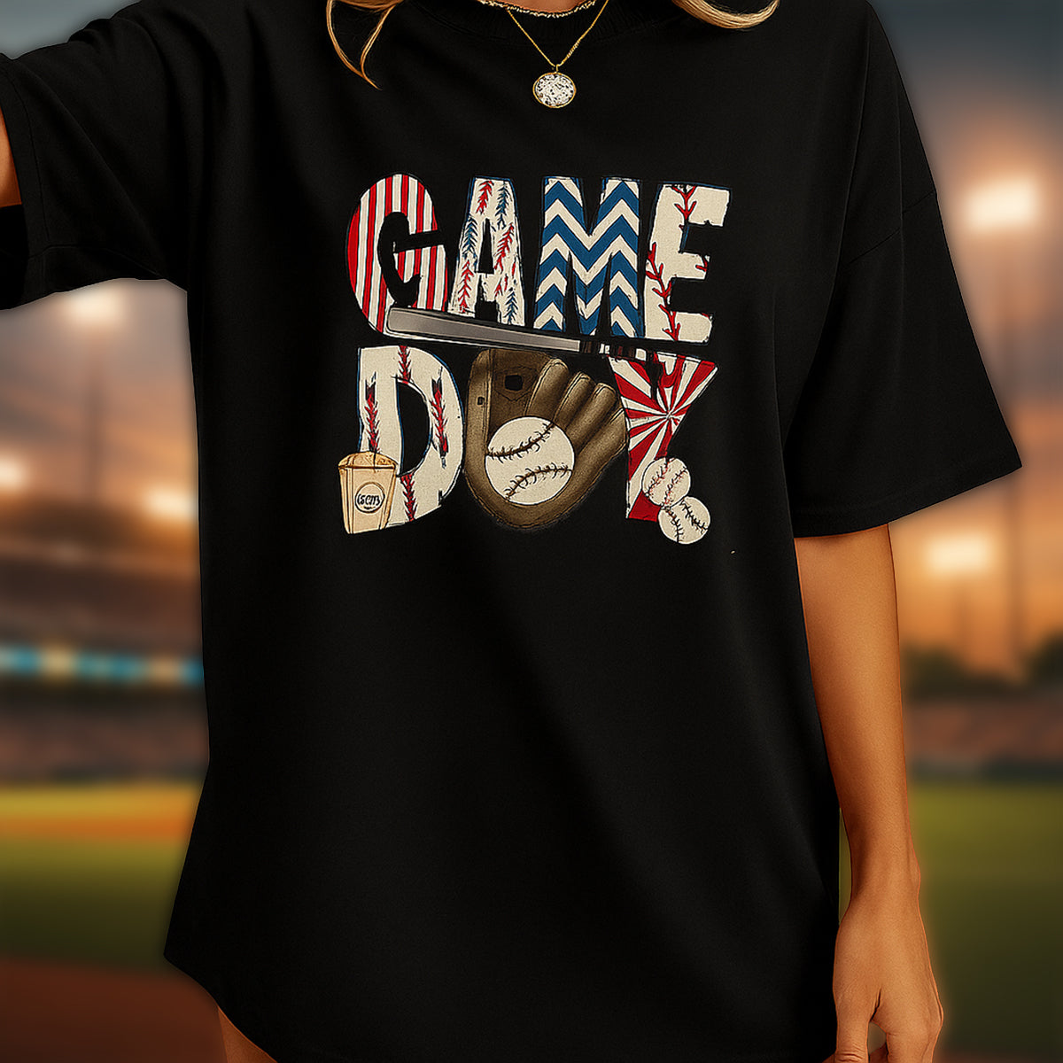 Baseball Game Day Shirts for Women Baseball Letter Graphic Tee Shirts Short Sleeve Crew Neck Casual Summer Graphic T-Shirt - TS04 3