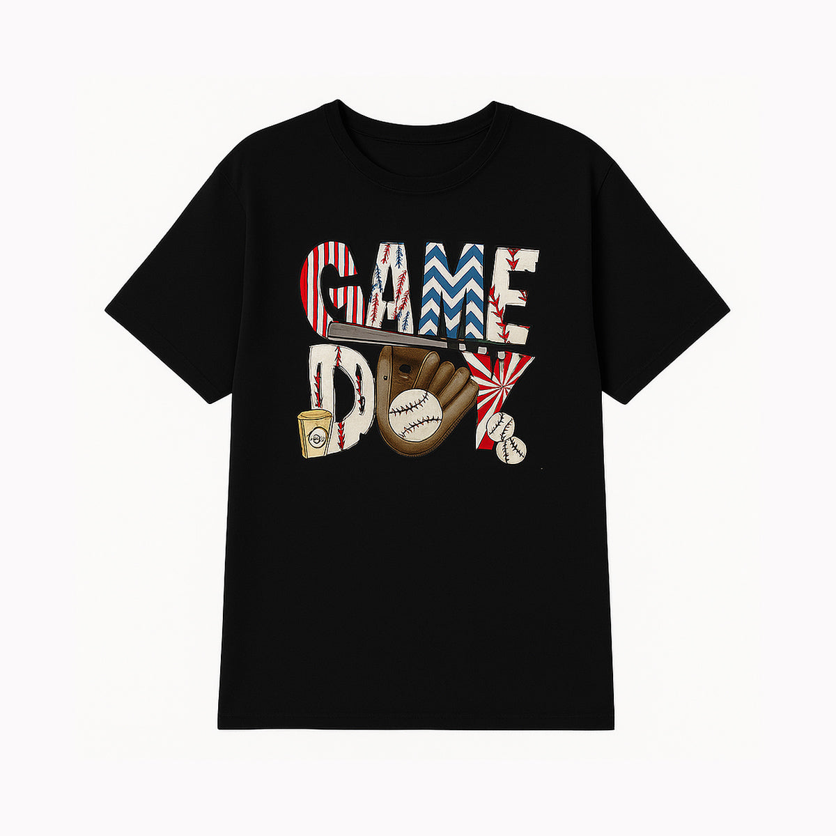 Baseball Game Day Shirts for Women Baseball Letter Graphic Tee Shirts Short Sleeve Crew Neck Casual Summer Graphic T-Shirt - TS04