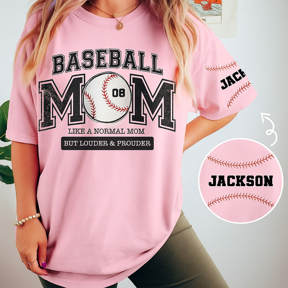 Baseball Mom Like A Normal Mom But Louder Prouder Custom Name Personalized T-Shirt 4