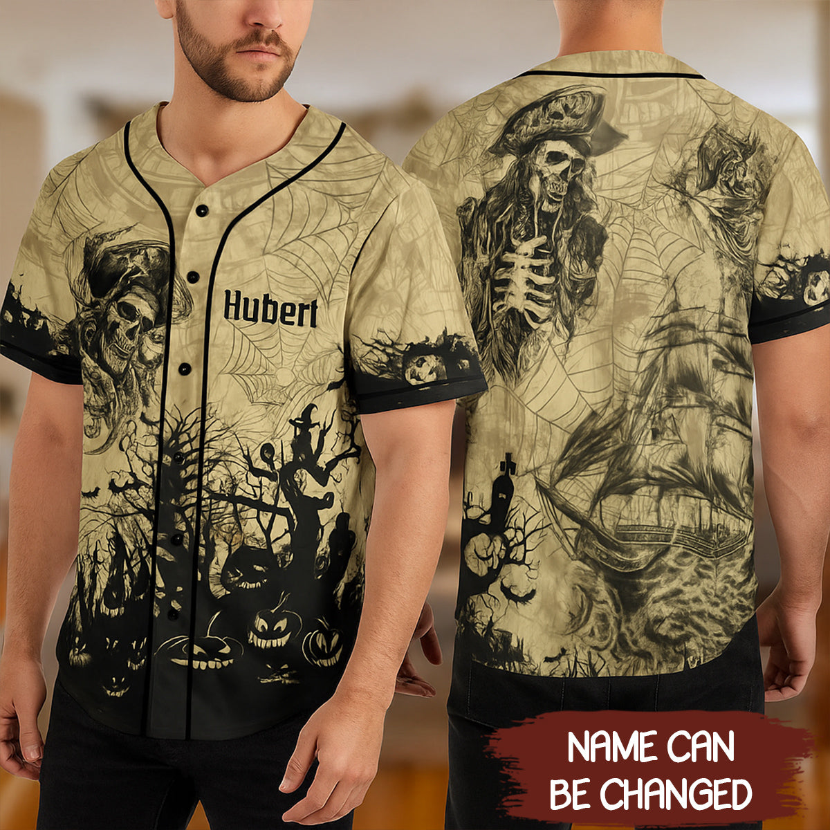 Personalized Halloween Skull Pirate Baseball Jersey - JS53 5