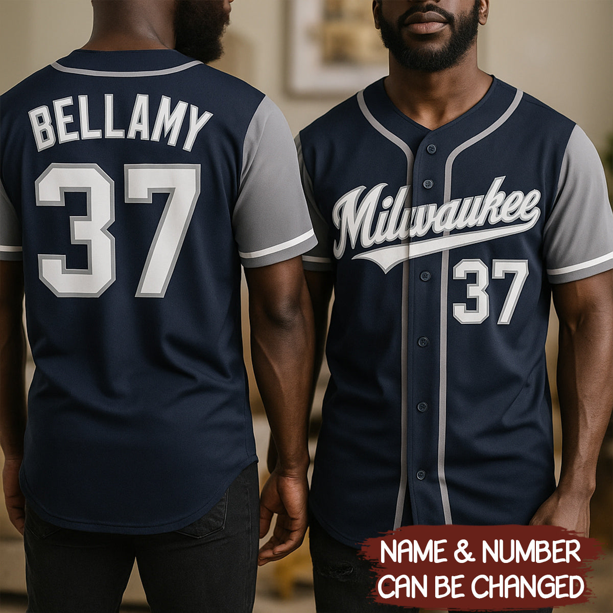 Custom Navy White-Gray Two Tone Baseball Jersey