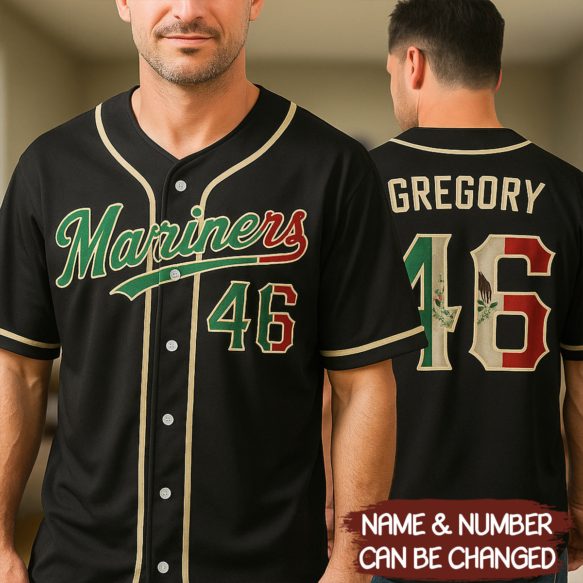 Custom Baseball Black Vintage Mexican Flag City Team Jerseys Baseball 5