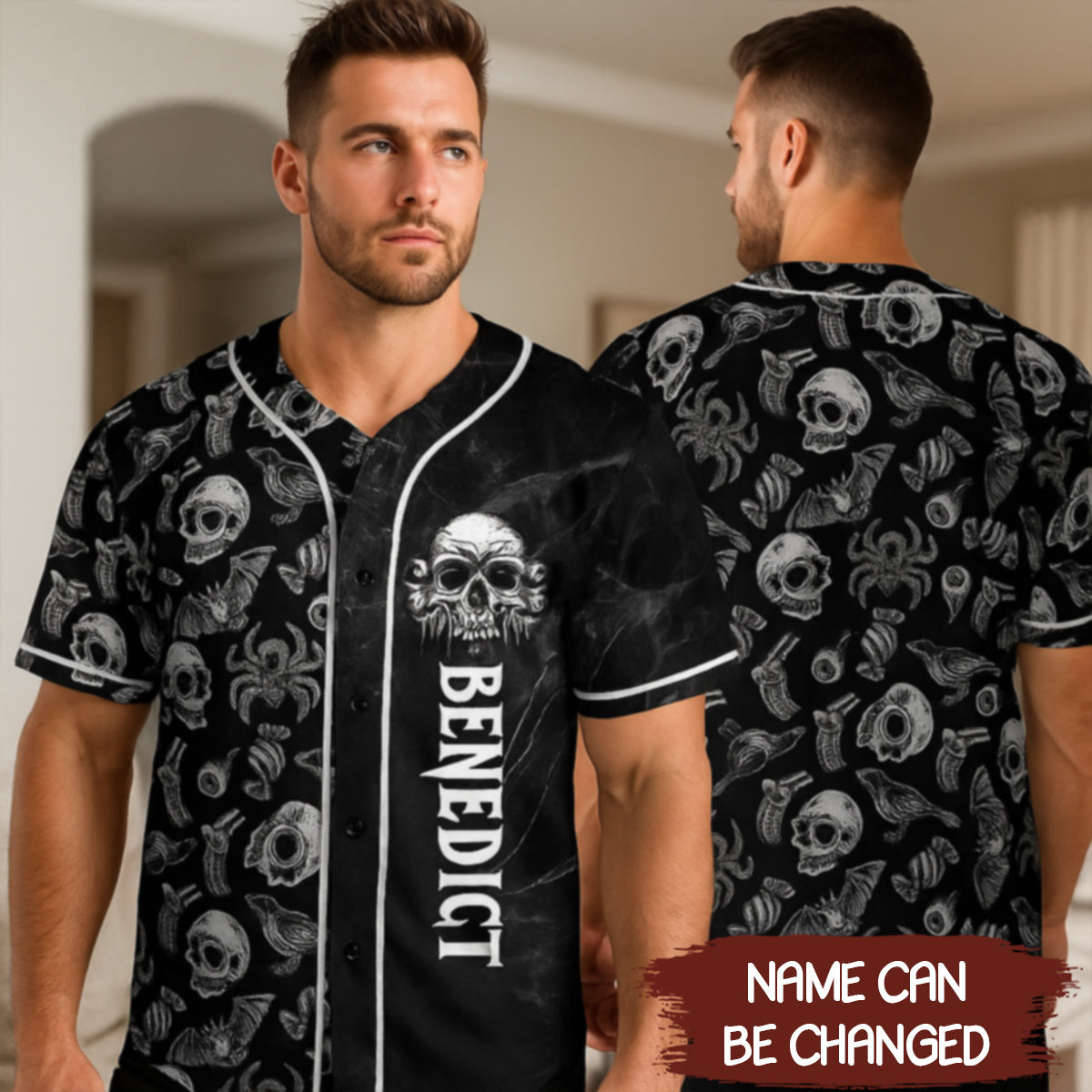 Horror Skull Pattern Personalized Baseball Jersey - JS56 5