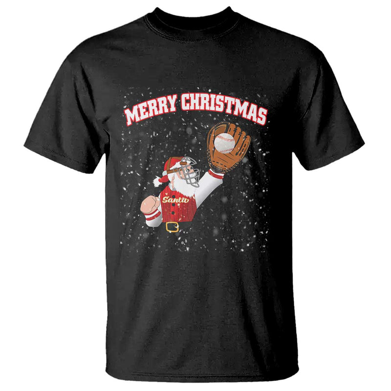 Funny Santa Playing Baseball Merry Christmas Baseball T-Shirt - TS23