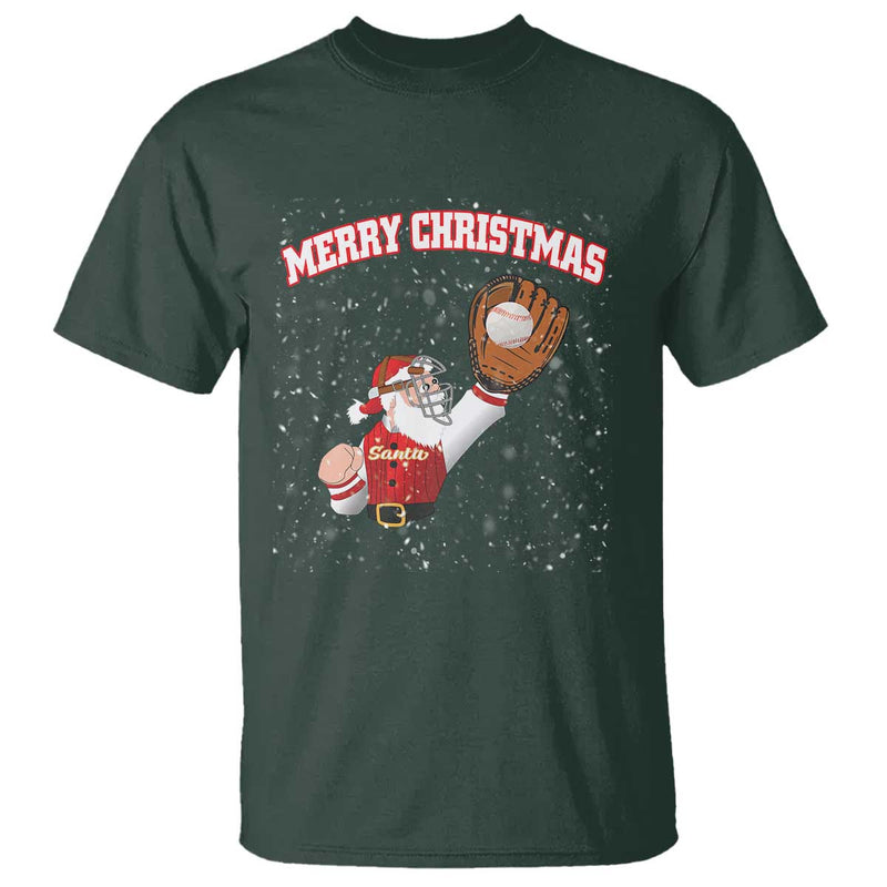 Funny Santa Playing Baseball Merry Christmas Baseball T-Shirt - TS23 5