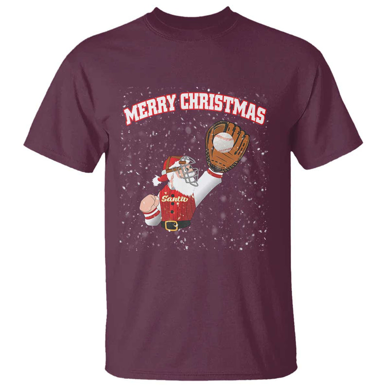 Funny Santa Playing Baseball Merry Christmas Baseball T-Shirt - TS23 3