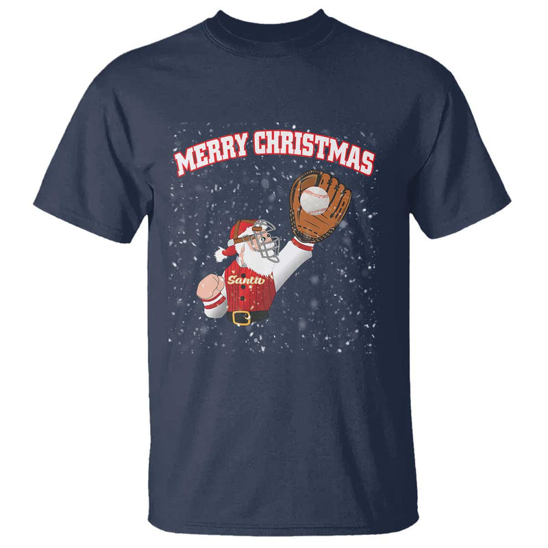Funny Santa Playing Baseball Merry Christmas Baseball T-Shirt - TS23 8