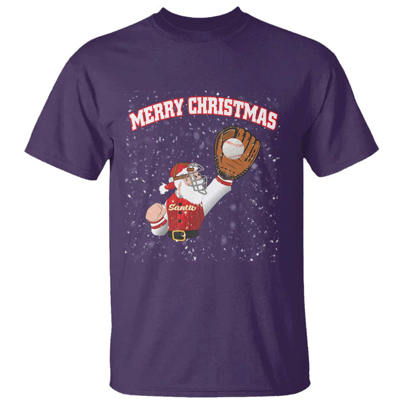 Funny Santa Playing Baseball Merry Christmas Baseball T-Shirt - TS23 4