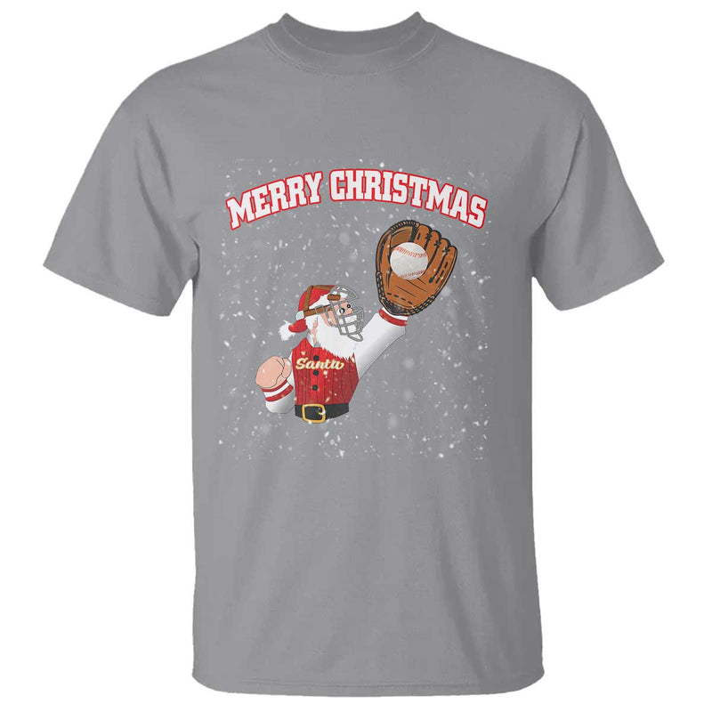 Funny Santa Playing Baseball Merry Christmas Baseball T-Shirt - TS23